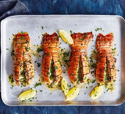 Grilled lobster tails with lemon & herb butter